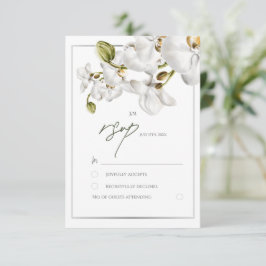 Cartão RSVP Orchids Frame Elegant Tropical Wedding