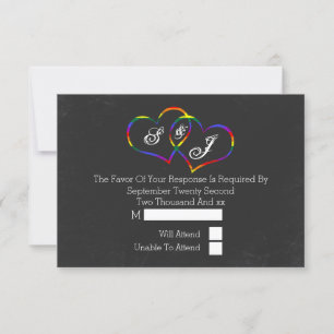 Cartão RSVP Orgulho gay do quadro arco-íris Corações Casame