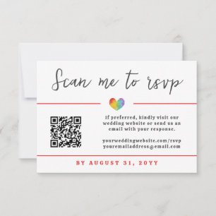 Cartão RSVP Orgulho Gay Lésbica Casamento Lésbico Código QR On