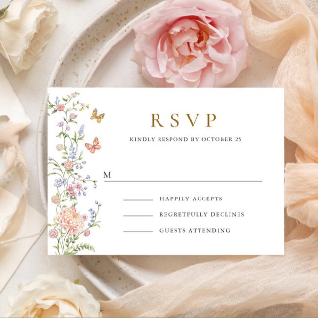 Cartão RSVP Ornamentado Grace Pastel Blush Casamento Floral (Criador carregado)