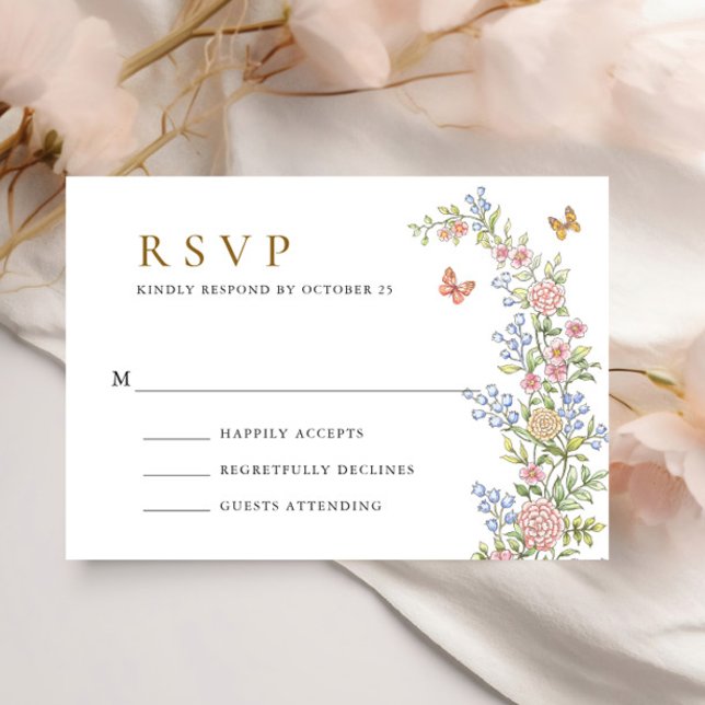 Cartão RSVP Ornamentado Grace Pastel Blush Casamento Floral (Criador carregado)