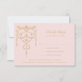 Cartão RSVP Ornamentado Vintage Pink Paris