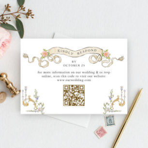 Cartão RSVP Ornamentado vitoriano Grace Floral Wedding Código