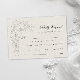 Cartão RSVP Orquídea Elevada Ecru Formal Casamento Tradicional