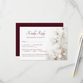 Cartão RSVP Orquídeas Brancas Sonhadoras Casamento Simples