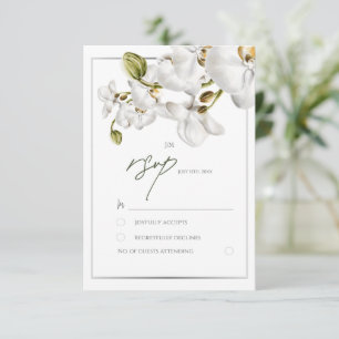 Cartão RSVP Orquídeas Enquadram Casamento Tropical Elegante
