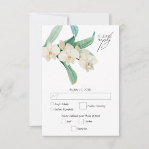 Cartão RSVP Orquídeas Florais Brancas Aquarela Casamento