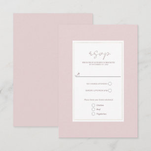 Cartão RSVP Ostra Rosa & Dourado Moderno Casamento Minimalista