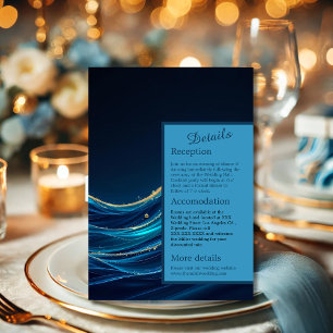 Cartão RSVP Ouro Accentado Casamento das Ondas do Oceano Abstr