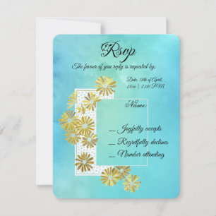 Cartão RSVP Ouro Daisy Dream Elegance Romance Vintage Chic