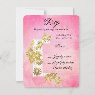 Cartão RSVP Ouro Daisy Dream Elegance Romance Vintage Chic