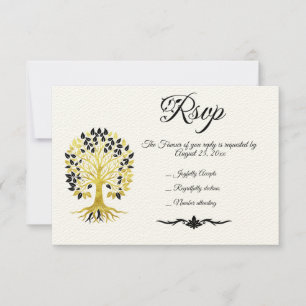 Cartão RSVP Ouro de Casamento Sofisticado do Eterno de Vida