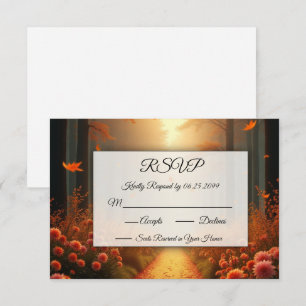 Cartão RSVP Ouro Ember Autumn Woodland Stroll
