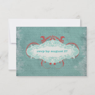 Cartão RSVP Ouro "envelhecido" tentativo do vermelho   de