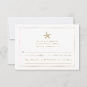 Cartão RSVP Ouro Graceful Starfish VP de Casamento
