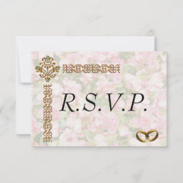 Cartão RSVP Ouro Jeweled Floral Wedding