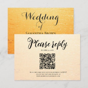 Cartão RSVP Ouro laranja de verão ondas do mar casamento