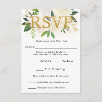 Cartão RSVP Ouro Love