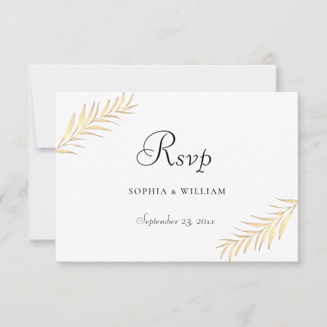 Cartão RSVP Ouro Moderno Deixa Casamento de Todos os Camarões (Frente)