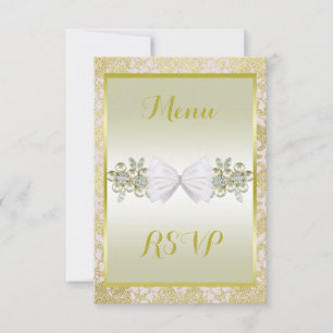 Cartão RSVP Ouros, Gemas Florais Diamond E Casamento De Arcos