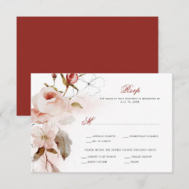 Cartão RSVP Outono Boêmio Floral Aquarela