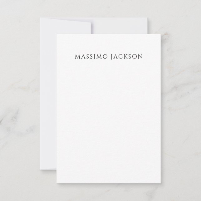 Cartão RSVP Own Name Calligraphy Chic Plain Simple Black White (Frente)