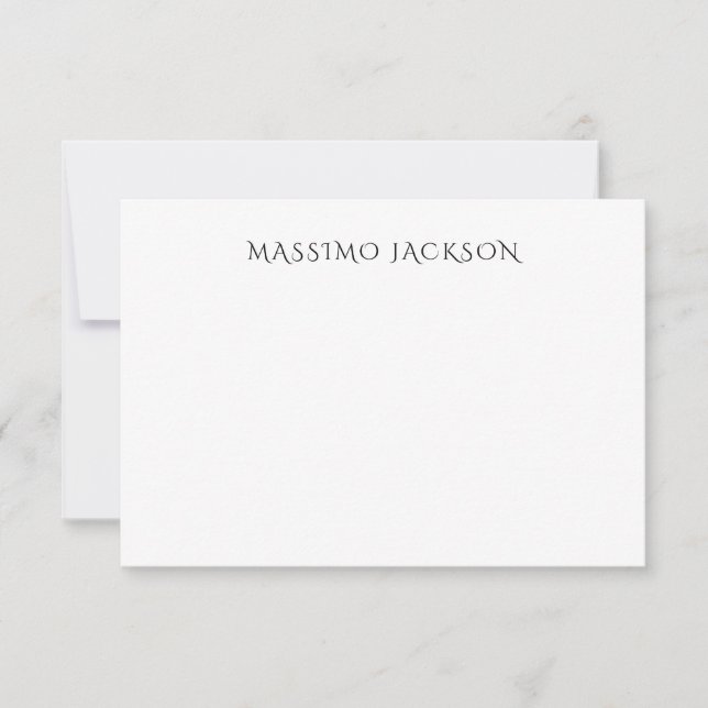 Cartão RSVP Own Name Decorative Chic Plain Simple Black White (Frente)