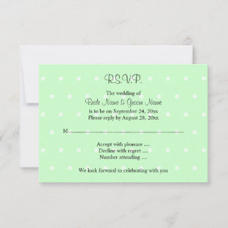 Cartão RSVP Padrão de Bolinhas Verde Limão. Casamento