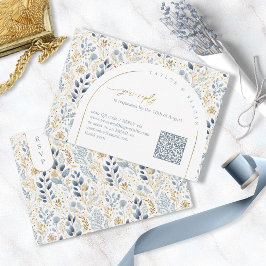 Cartão RSVP Padrão de Casamento Floral Doce Código QR ID1045