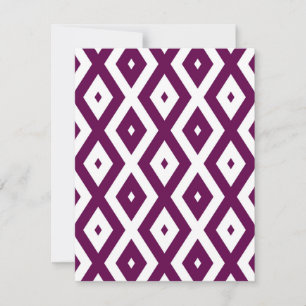 Cartão RSVP Padrão de diamante branco e roxo de ameixa
