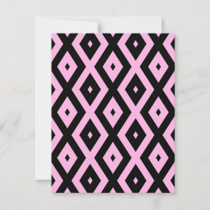 Cartão RSVP Padrão de diamante rosa pálido e preto