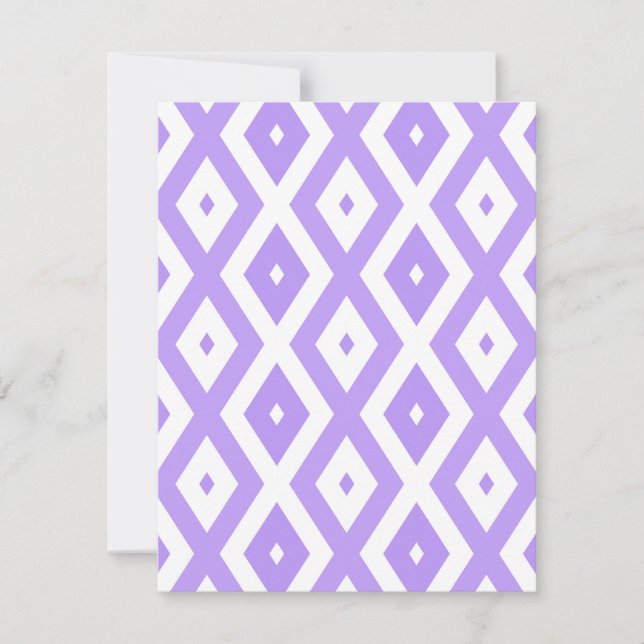 Cartão RSVP Padrão de diamante roxo e branco (Frente)
