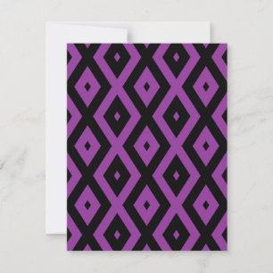 Cartão RSVP Padrão de diamante roxo e preto