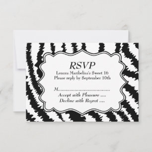 Cartão RSVP Padrão de Impressão Zebra 16 Doce