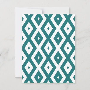 Cartão RSVP Padrão de losango branco e teal