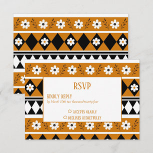 Cartão RSVP Padrão Floral do Diamante de Flor de Faixa de Fron