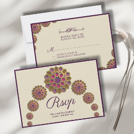 Cartão RSVP Padrão Geométrico Floral e Elegante para Casamento