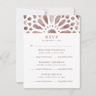 Cartão RSVP Padrão Islâmico Marrom Neutro Casamento Multi Even