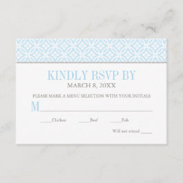 Cartão RSVP Padrão Moderno Blue Baby Boy Baptism