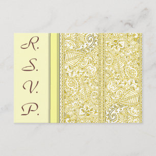 Cartão RSVP Paisley Passion - Amarelo (Henna) (Casamento)