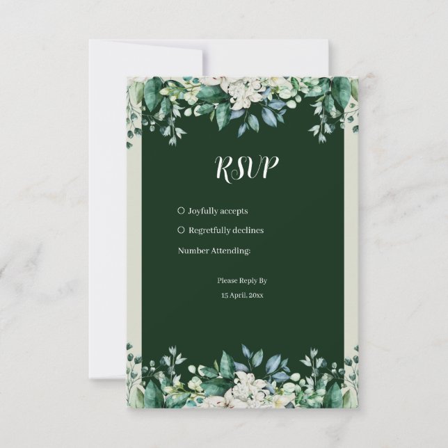 Cartão RSVP Paleta Verde de Aquarela do Amor Casamento (Frente)