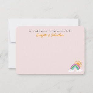 Cartão RSVP Pálido, rosa Bonito Arco-Íris Sunshine Baby Advice