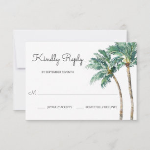 Cartão RSVP Palmas Tropicais Casamento por Aquarela