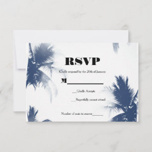 Cartão RSVP Palmeiras Branco Glamour Chic Moderno Tropical RSV
