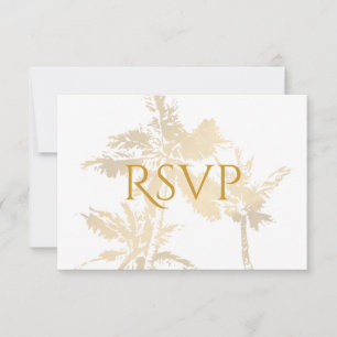 Cartão RSVP Palmeiras Elegantes Douradas Texto Clássico Casame