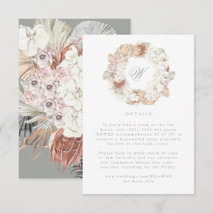 Cartão RSVP Pampas Wreath Moss Sage Elegante Monograma Verde