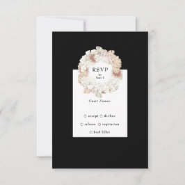 Cartão RSVP Pampas Wreath Onyx Black Premium Elegium Monograma