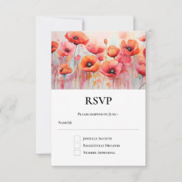 Cartão RSVP Papagaios vermelhos num Casamento de Aquarela de C