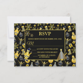 Cartão RSVP Papais noeis Dourados de Natal Snowman a empatar o