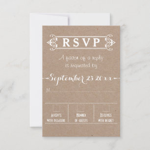 Cartão RSVP Papel de embalagem Rústico da tipografia do